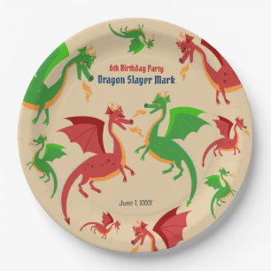 Dragon Slayer Knight Boy Birthday Party Pappteller