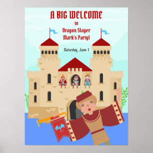 Dragon Slayer Knight Boy Birthday Party Poster