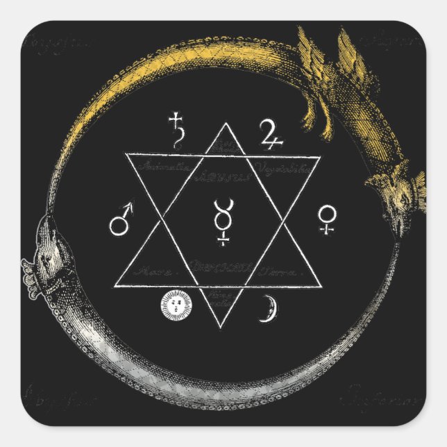 Dragon & Snake Ouroboros Quadratischer Aufkleber (Vorderseite)