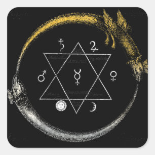 Dragon & Snake Ouroboros Quadratischer Aufkleber