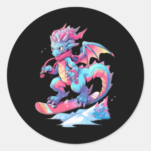 Dragon Snowboard Snowboarder Snowboarder Winter Runder Aufkleber