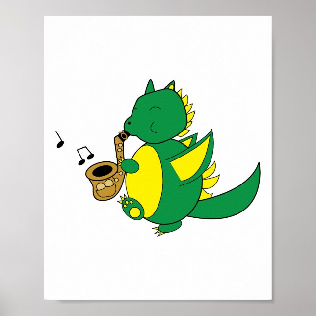 Dragon spielt saxophone Music Poster (Vorne)