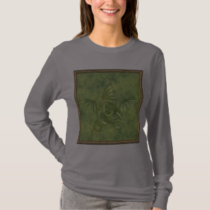 Dragon Star - Embosses Green Leather Image T-Shirt
