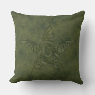Dragon Star - Green Embossed Leather Image Kissen