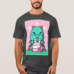 Dragon Strawberry Milk Shake Carton Japanisch Kawa T-Shirt
