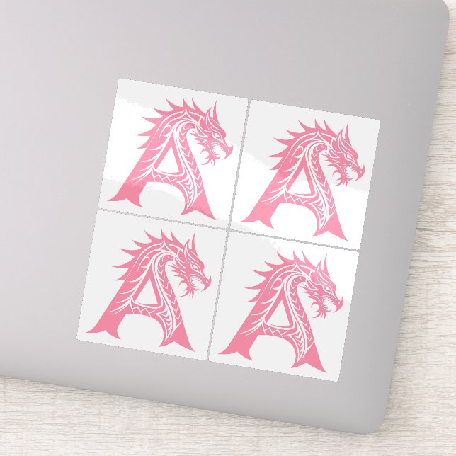 Dragon Styled Letter A, Dragon Alphabet, Monogram Aufkleber (Detail)