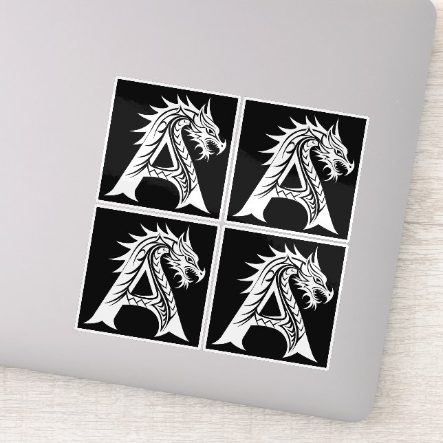 Dragon Styled Letter A, Dragon Alphabet, Monogram Aufkleber (Detail)