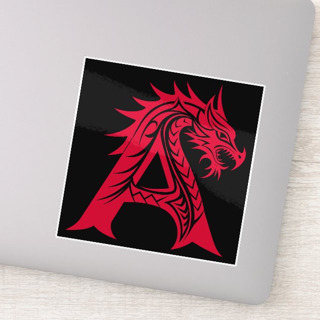 Dragon Styled Letter A, Dragon Alphabet, Monogram Aufkleber (Detail)