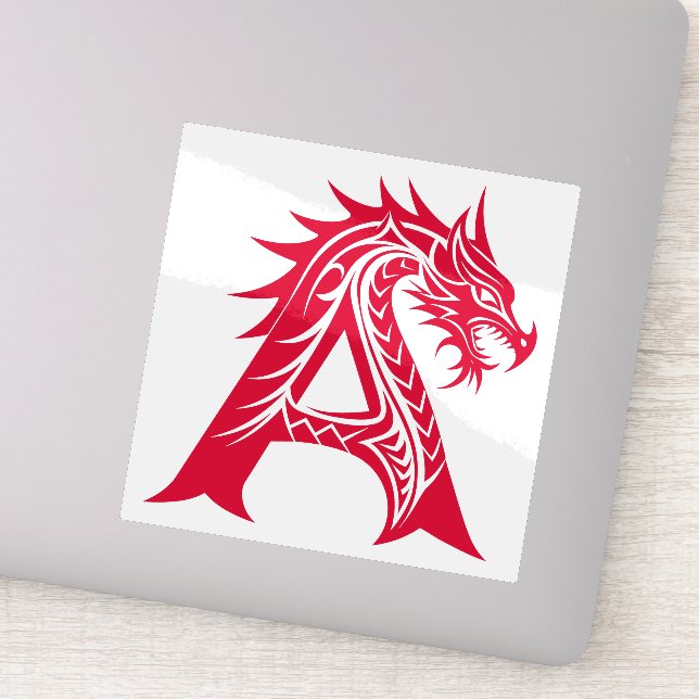 Dragon Styled Letter A, Dragon Alphabet, Monogram Aufkleber (Detail)