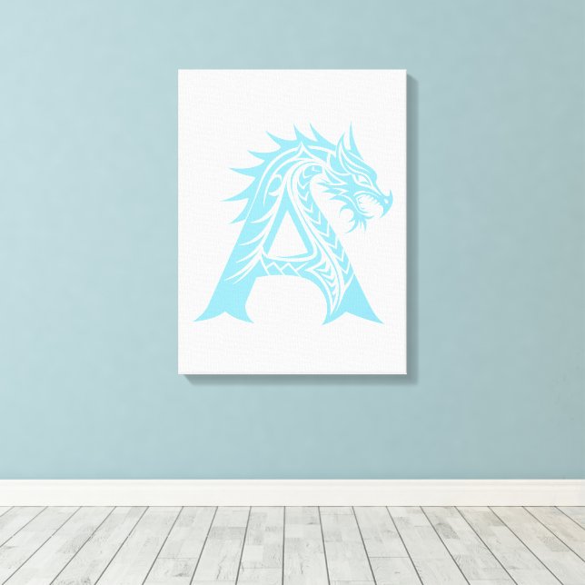 Dragon Styled Letter A, Dragon Alphabet, Monogram Leinwanddruck (Insitu (Holzboden))
