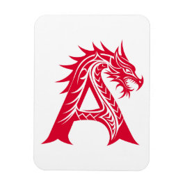 Dragon Styled Letter A, Dragon Alphabet, Monogram Magnet