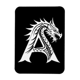 Dragon Styled Letter A, Dragon Alphabet, Monogram Magnet