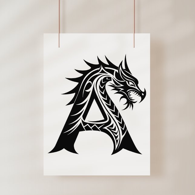 Dragon Styled Letter A, Dragon Alphabet, Monogram Poster (Von Creator hochgeladen)