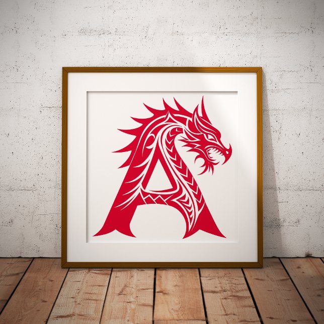 Dragon Styled Letter A, Dragon Alphabet, Monogram Poster (Von Creator hochgeladen)