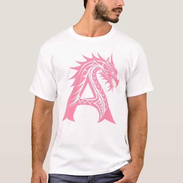 Dragon Styled Letter A, Dragon Alphabet, Monogram T-Shirt (Vorderseite)