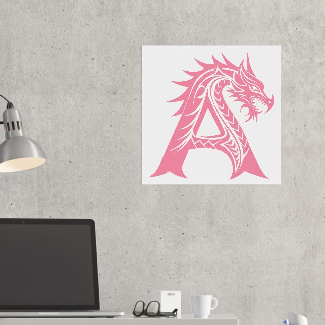 Dragon Styled Letter A, Dragon Alphabet, Monogramm Foliendrucke (In Situ (Schreibtisch 2))