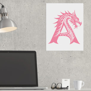 Dragon Styled Letter A, Dragon Alphabet, Monogramm Foliendrucke