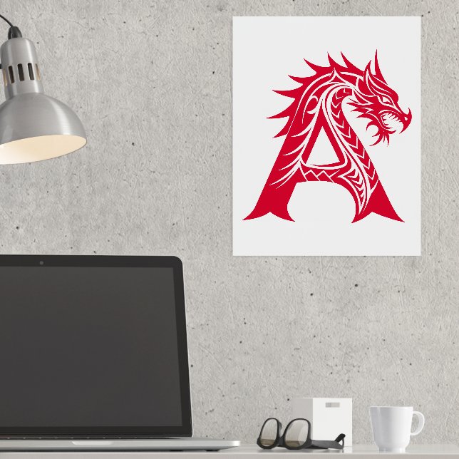 Dragon Styled Letter A, Dragon Alphabet, Monogramm Foliendrucke (In Situ (Schreibtisch))