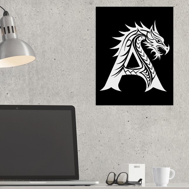 Dragon Styled Letter A, Dragon Alphabet, Monogramm Foliendrucke (In Situ (Schreibtisch))