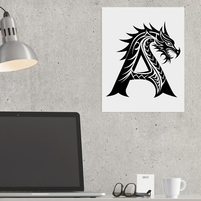 Dragon Styled Letter A, Dragon Alphabet, Monogramm Foliendrucke (In Situ (Schreibtisch))