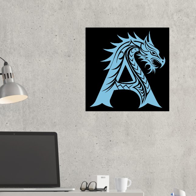 Dragon Styled Letter A, Dragon Alphabet, Monogramm Foliendrucke (In Situ (Schreibtisch 2))