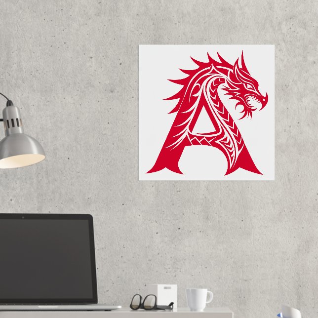 Dragon Styled Letter A, Dragon Alphabet, Monogramm Foliendrucke (In Situ (Schreibtisch 2))