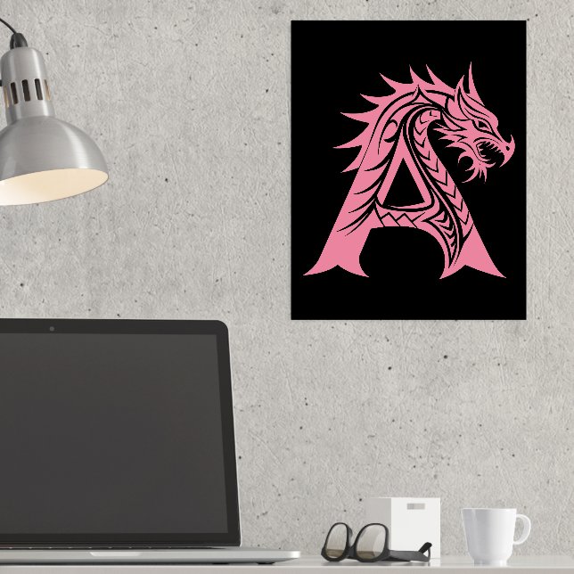 Dragon Styled Letter A, Dragon Alphabet, Monogramm Foliendrucke (In Situ (Schreibtisch))