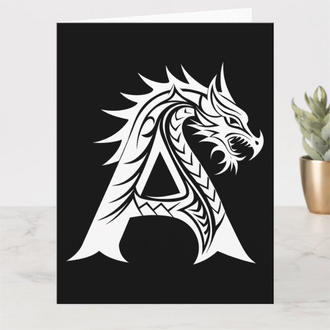 Dragon Styled Letter A, Dragon Alphabet, Monogramm Karte (Kleine Pflanze)