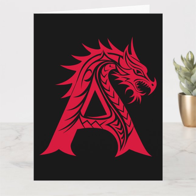 Dragon Styled Letter A, Dragon Alphabet, Monogramm Karte (Kleine Pflanze)