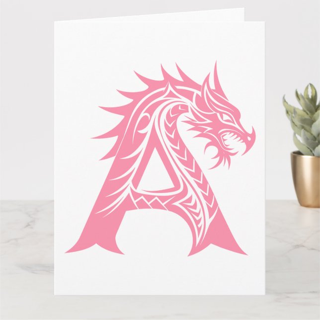 Dragon Styled Letter A, Dragon Alphabet, Monogramm Karte (Kleine Pflanze)
