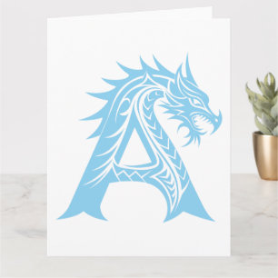 Dragon Styled Letter A, Dragon Alphabet, Monogramm Karte