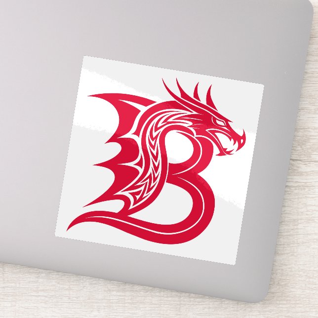 Dragon Styled Letter B, Dragon Alphabet, Monogram Aufkleber (Detail)