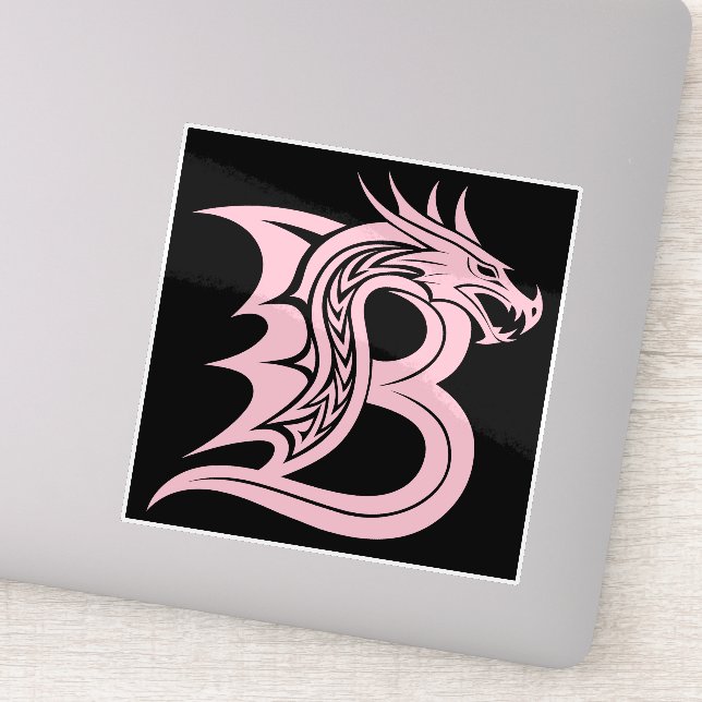 Dragon Styled Letter B, Dragon Alphabet, Monogram Aufkleber (Detail)