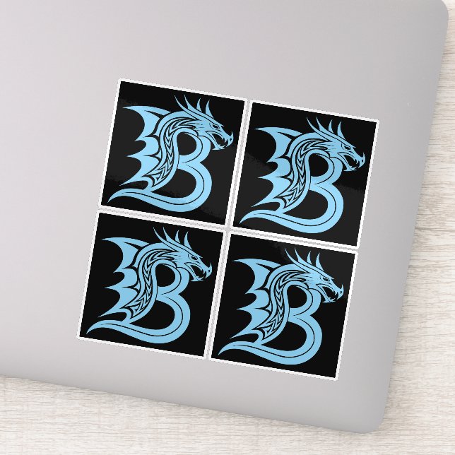 Dragon Styled Letter B, Dragon Alphabet, Monogram Aufkleber (Detail)