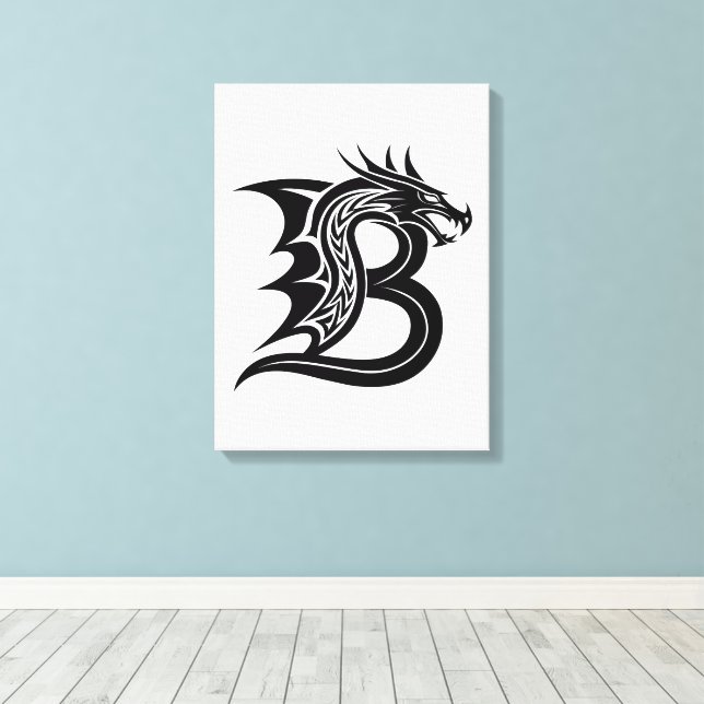 Dragon Styled Letter B, Dragon Alphabet, Monogram Leinwanddruck (Insitu (Holzboden))