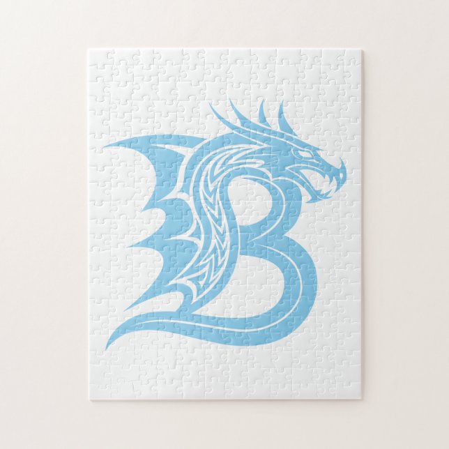 Dragon Styled Letter B, Dragon Alphabet, Monogram Puzzle (Vertikal)
