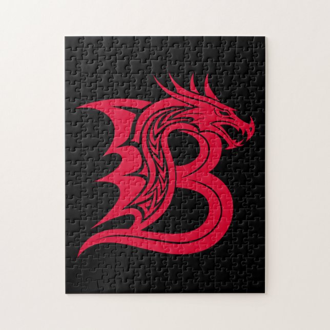 Dragon Styled Letter B, Dragon Alphabet, Monogram Puzzle (Vertikal)