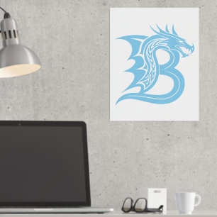 Dragon Styled Letter B, Dragon Alphabet, Monogramm Foliendrucke