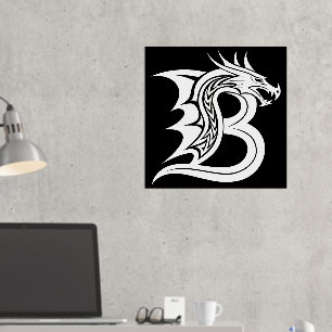 Dragon Styled Letter B, Dragon Alphabet, Monogramm Foliendrucke