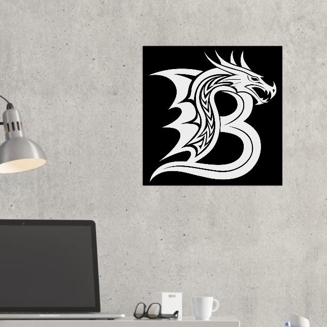 Dragon Styled Letter B, Dragon Alphabet, Monogramm Foliendrucke (In Situ (Schreibtisch 2))