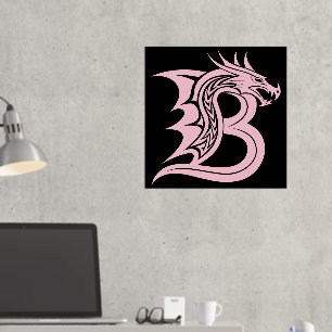 Dragon Styled Letter B, Dragon Alphabet, Monogramm Foliendrucke