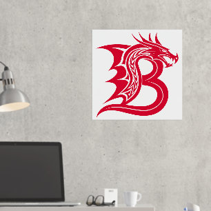 Dragon Styled Letter B, Dragon Alphabet, Monogramm Foliendrucke