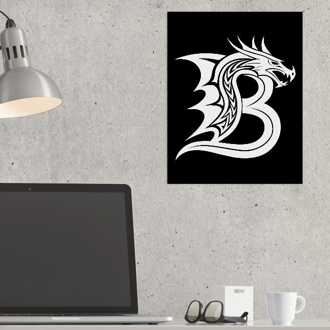 Dragon Styled Letter B, Dragon Alphabet, Monogramm Foliendrucke (In Situ (Schreibtisch))