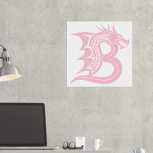 Dragon Styled Letter B, Dragon Alphabet, Monogramm Foliendrucke