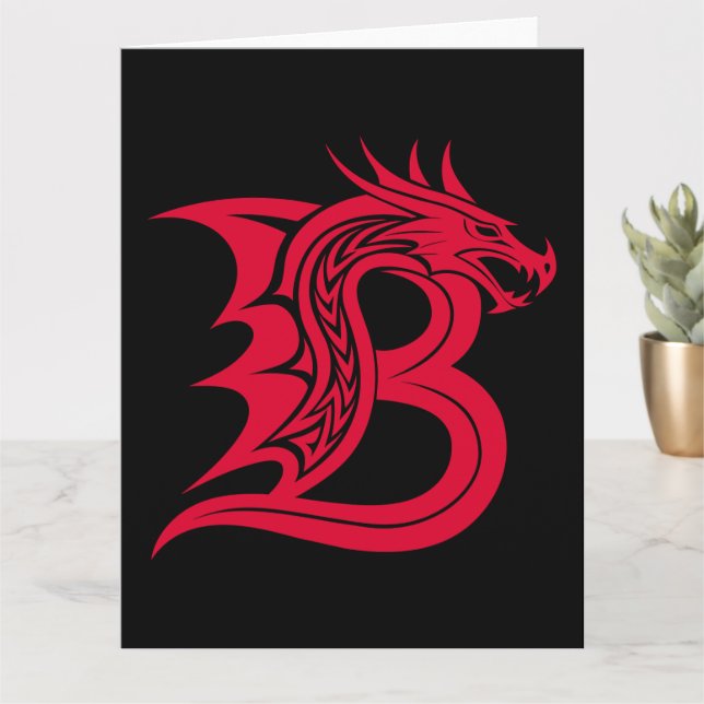 Dragon Styled Letter B, Dragon Alphabet, Monogramm Karte (Kleine Pflanze)