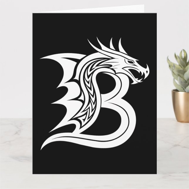Dragon Styled Letter B, Dragon Alphabet, Monogramm Karte (Kleine Pflanze)