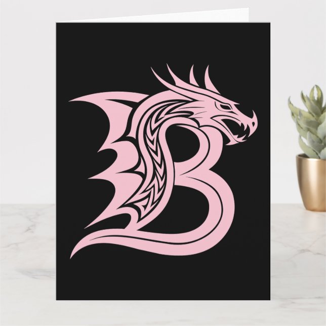 Dragon Styled Letter B, Dragon Alphabet, Monogramm Karte (Kleine Pflanze)