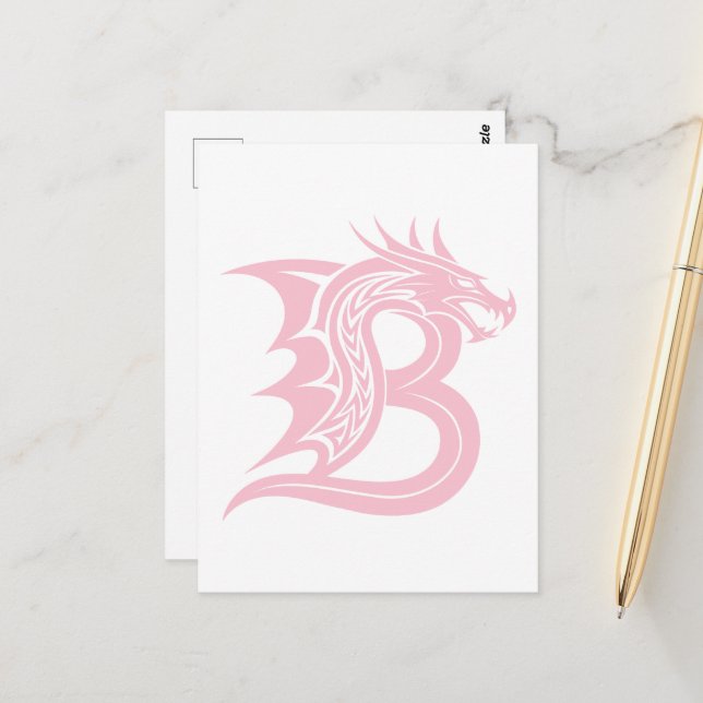 Dragon Styled Letter B, Dragon Alphabet, Monogramm Postkarte (Vorderseite/Rückseite Beispiel)