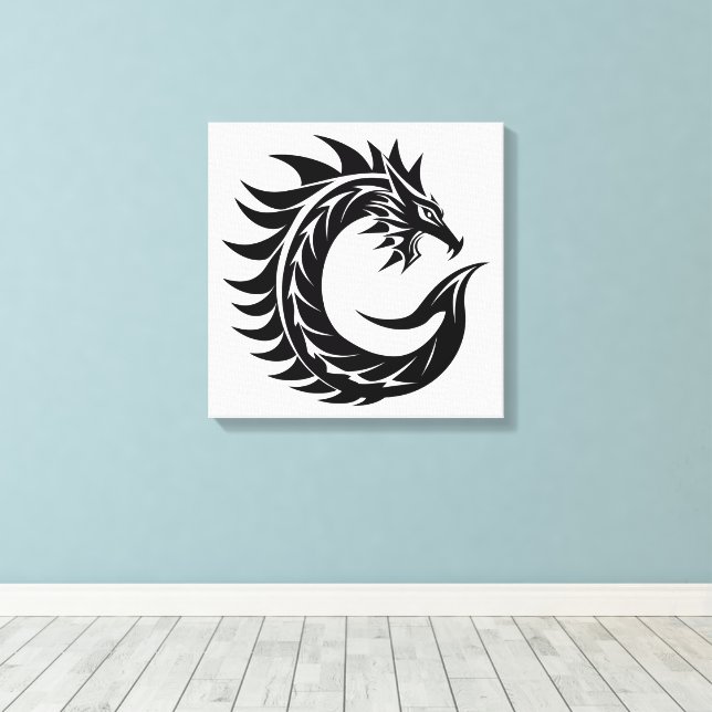 Dragon Styled Letter C, Dragon Alphabet, Monogram Leinwanddruck (Insitu (Holzboden))