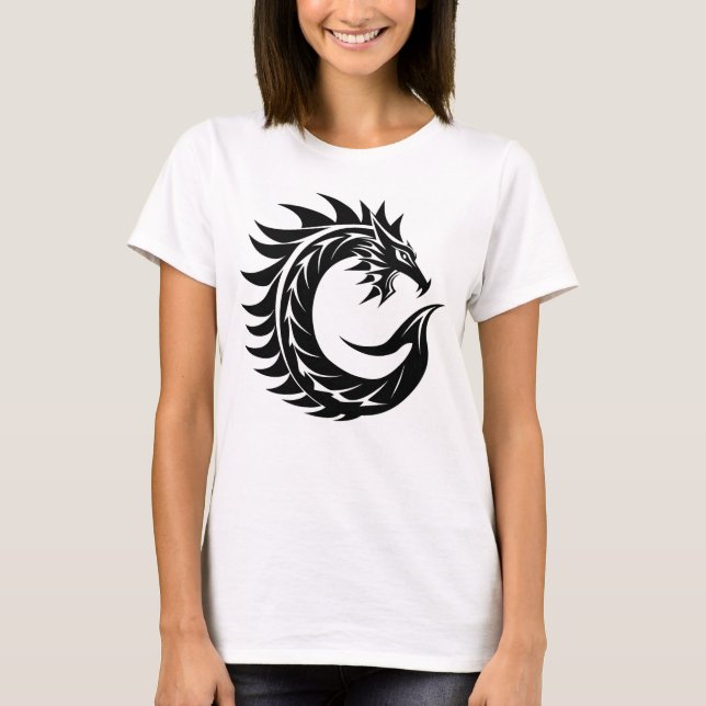 Dragon Styled Letter C, Dragon Alphabet, Monogram T-Shirt (Vorderseite)